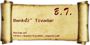 Benkő Tivadar névjegykártya