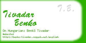 tivadar benko business card