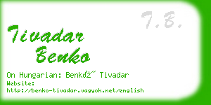 tivadar benko business card